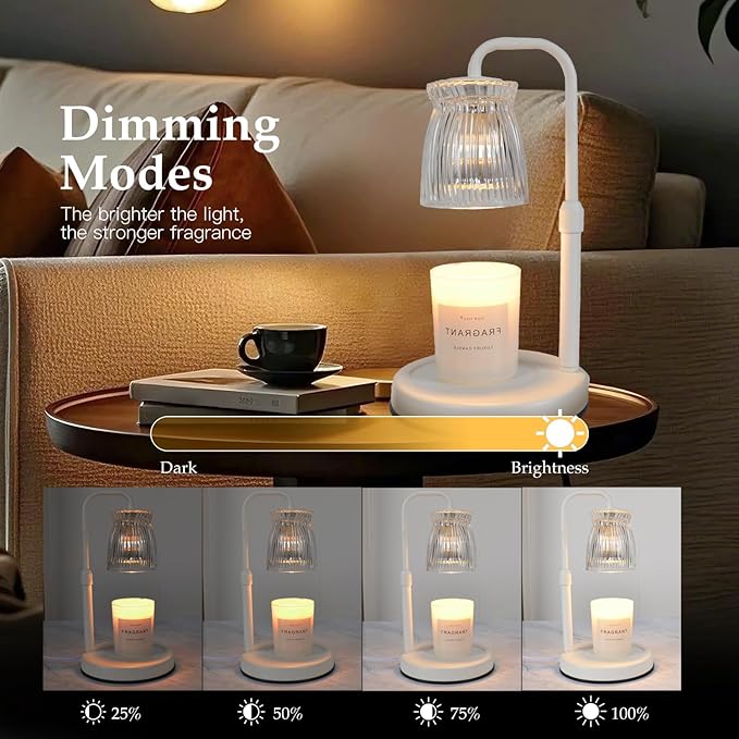 Shering Candle Warmer Lamp with Timer Dimmable, Wax Warmer Lamp with Gift Box, Graduation Gifts for Her, Birthday Gifts for Women, House Warming Gift, Wax Melt Warmer with 2 Bulbs for Jar Candles