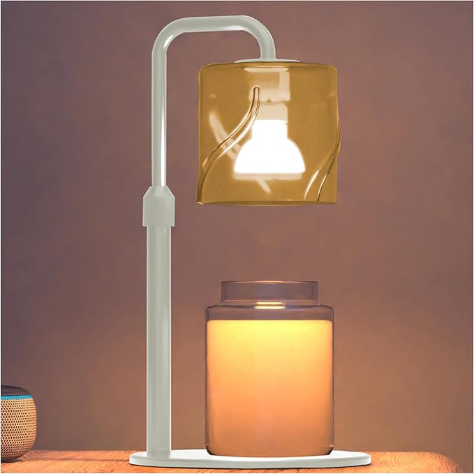 Candle Warmer Lamp with Timer Dimmer, with 2 Bulbs,Adjustable Height,Mothers Day Gifts for Mom,Birthday Gifts for Women,for Yankee Jars,for Room Home Decor (White)