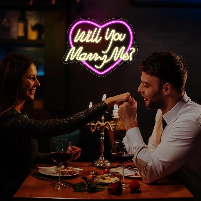 Will You Marry Me Neon Signs for Wall Decor, Marry Me Neon Lights Gift for Girls, Proposal Led Neon Sign for Wedding Party Birthday Gift