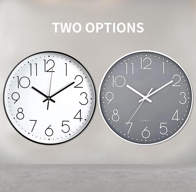 Wall Clock Silent & Non Ticking Modern Quartz Battery Operated Digital Quiet Sweep Office/Home/School/Kitchen Decor Clocks 9 Inch