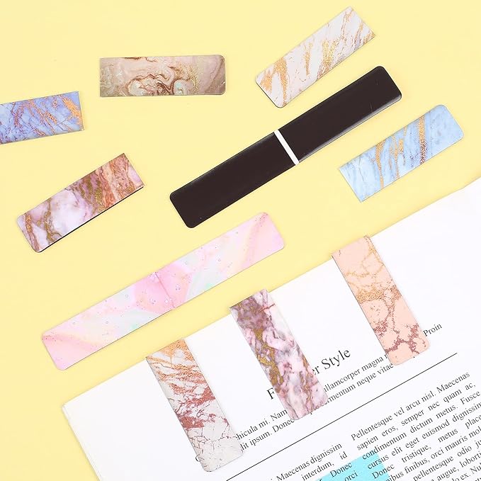 30 Pcs Magnetic Bookmarks, Beautiful Marble Page Markers Magnetic, Marble Magnetic Page Stand Bookmarks for Teachers School Home Office Reading Bookmarks