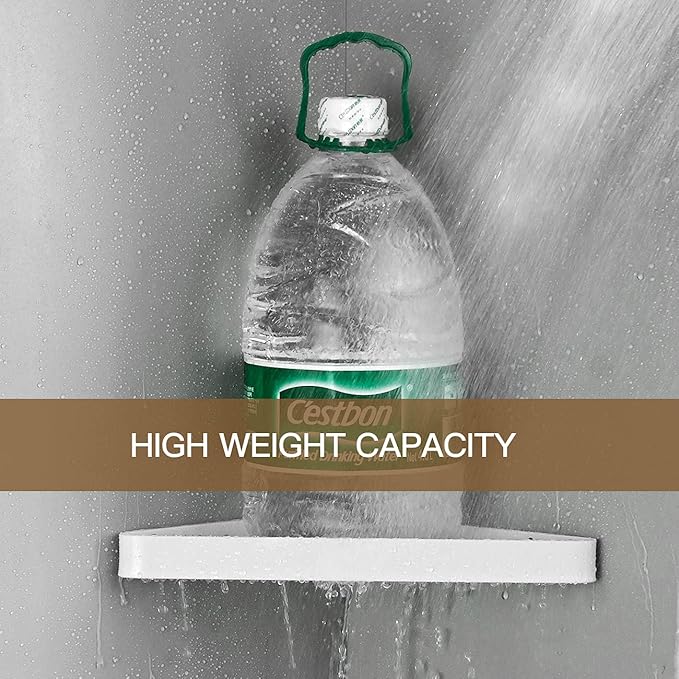 VOLPONE Bathroom Shelves Wall Mounted Glass Corner Shower Shelf for Bathroom Floating Shelf Tempered Glass Wall Organizer 2-Tier(White)