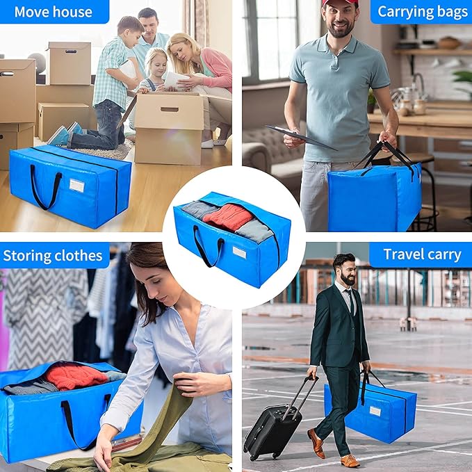 AlexHome Heavy Duty Extra Large Moving Bags,Storage Totes for Moving,Reusable Plastic Moving Boxes,Packing and Moving Supplies,Cloth Containers (Set of 7)