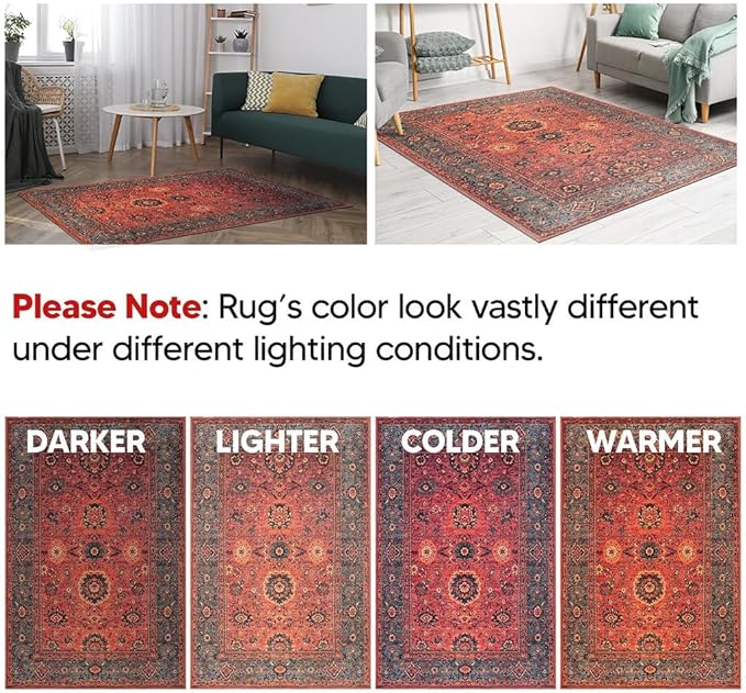 Keen Home Design 2x7 Rug - Machine Washable Runner Rug with Non-Slip Backing, Ideal for Hallway, Entryway, Kitchen, Laundry Room - Vintage, Easy Clean, Durable, Low Pile Rug - (2'6" x 7')