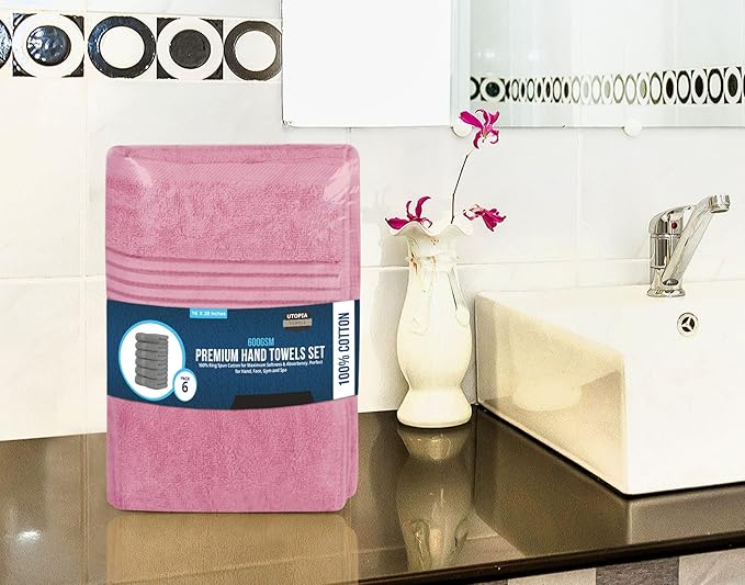 Utopia Towels 60 Piece Premium Hand Towels Set, (16 x 28 inches) 100% Ring Spun Cotton, Lightweight and Highly Absorbent Towels for Bathroom, Travel, Camp, Hotel, and Spa (Pink)