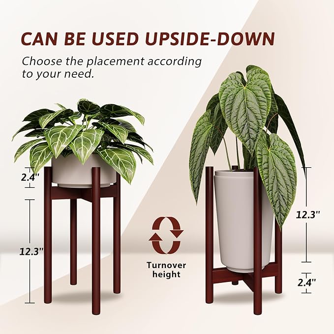 Adjustable Plant Stand Bamboo Reddish Brown Long Tall
