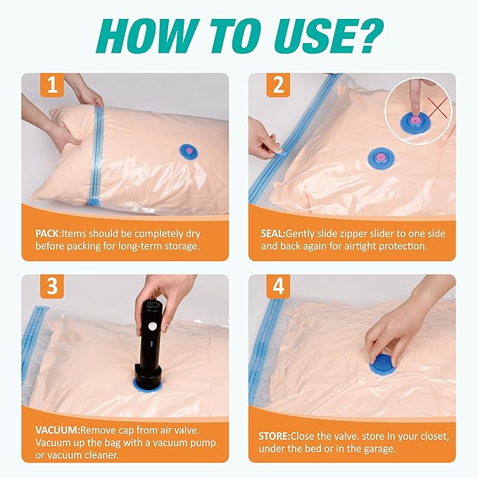 Vacuum Storage Bags with Electric Pump, 25 Combo Space Saver Bags Vacuum Seal Bags with Pump, Space Bags, Comforters, Blankets, Beddings
