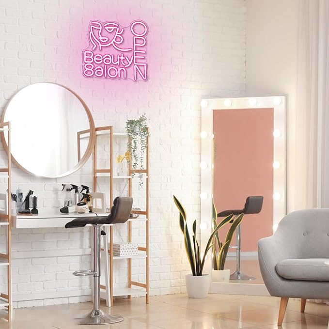 Beauty Salon Open Neon Sign Salon Neon Light Beauty Salon Led Light Open Neon Light Up Sign for Beauty Salon Nails Studio Hairdressing Shop Barber Shop Dressing Room Decoration