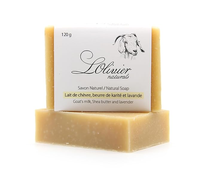 L'OLIVIER NATURALS 2 Pack Goat's Milk Soap - With Shea Butter and Lavender - All Natural Bar Soap - Handmade Soap - Made in Canada
