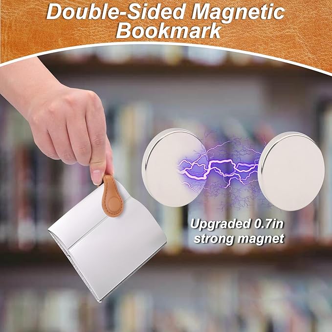 8PCS Magnetic Bookmarks, Leather Magnetic Bookmarks for Women, Double-Sided Magnetic Book Mark Clip Gift for Book Lover Readers Men Women Teachers Students, Book Accessories