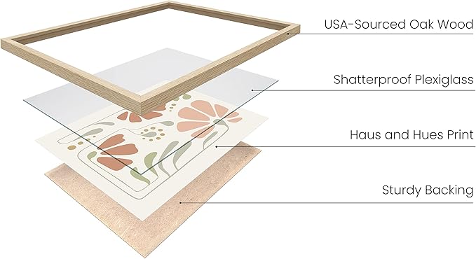 HAUS AND HUES Boho Pictures Wall Decor - Mid Century Modern Wall Art, Neutral Aesthetic, Botanical Wall Art Framed, Coral Artwork Wall Decor, Gallery Wall Frame Set 16x20 Framed Beige