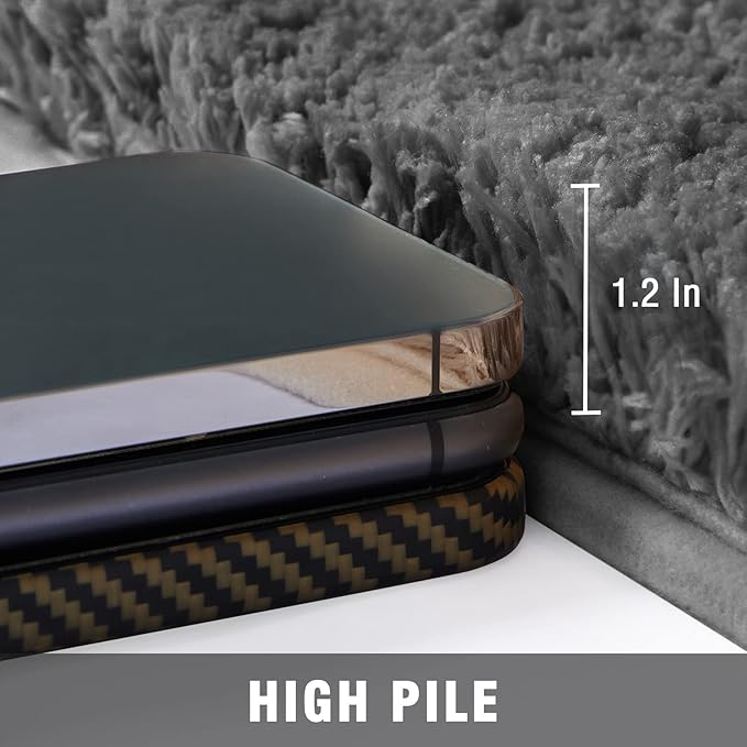 TECHMILLY Non-Slip Bathroom Rugs Sets 2 Piece, Fluffy Soft Luxury Microfiber Shower Mat, Absorbent, Washable & Quick Dry for Bath Floor, Grey