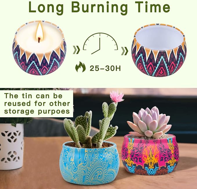 Scented Candles Gifts Set for Women, Aromatherapy Candles for Home Scented, Upgraded Large Tin of Soy Candle Lavender Candle Birthday Gifts for Women Mom Bath Spa Meditation Valentine Gifts Candles