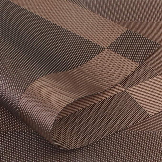 DACHUI Placemats, Heat-Resistant Placemats Stain Resistant Anti-Skid Washable PVC Table Mats Woven Vinyl Place mats (6pcs, Brown-Cross)