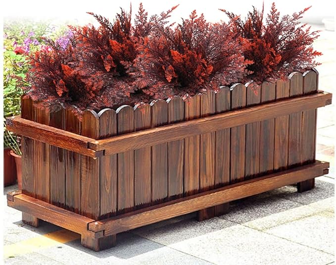 CATTREE Artificial Fern Shrubs Fake Boston Ferns Plant Bushes Plastic Leaves Plants Indoor Outdoor Garden Window Box Verandah Decor Party Table Centerpieces Wedding Christmas DIY Decoration Red 8 Pack