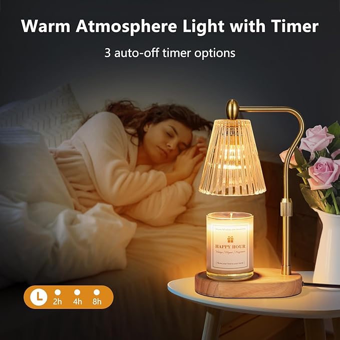 Candle Warmer Lamp, with Timer and Dimmer, Adjustable Height, Mothers Day Gifts for Mom, Birthday Gifts for Women, Wax Melt Warmer for Scented Jar Candles, Home Decor