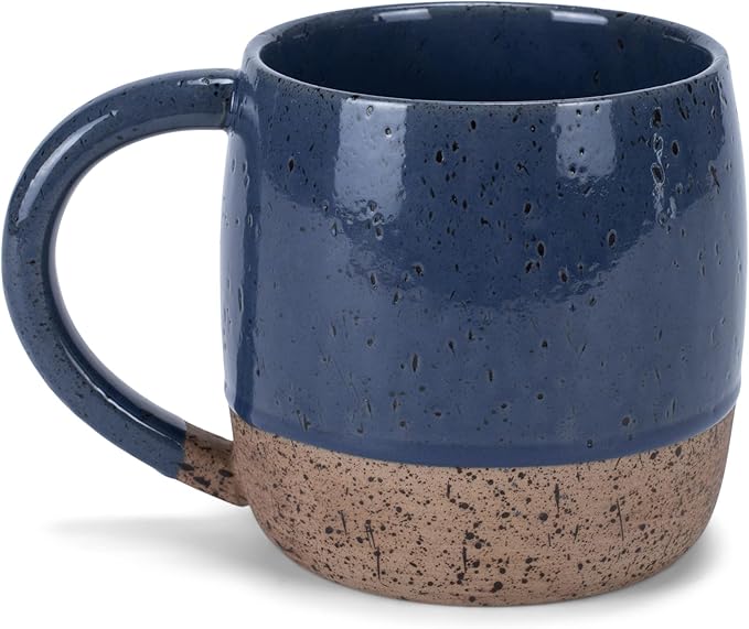 Elanze Designs Speckled Raw Bottom 17 ounce Ceramic Mugs Pack of 4, Navy Blue
