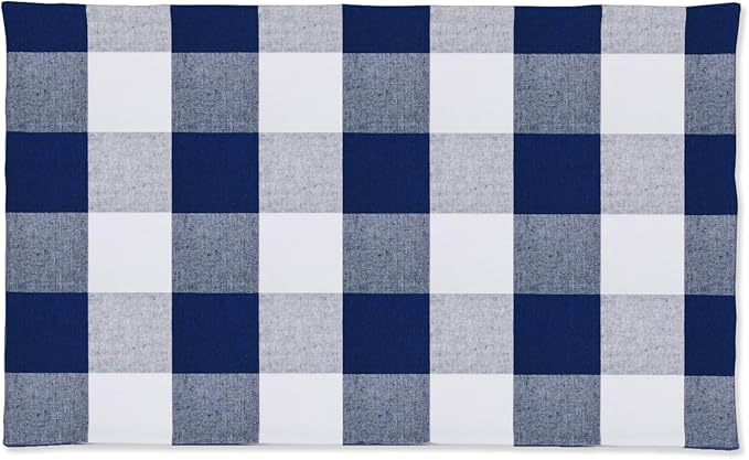 Navy & White 2 Side Cotton Buffalo Check Farmhouse Placemats Set of 4 Heat Resistant Dining Table Place Mats for Kitchen Table, 12 x 18 inches
