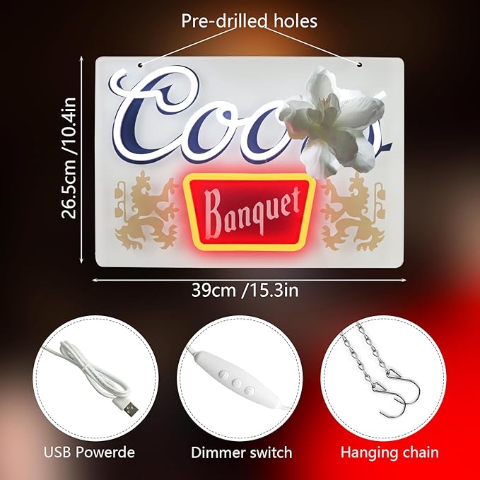 JFLLamp Beer Neon Signs for Wall Decor Crs Banquet Neon Lights for Bedroom Led Signs Suitable for Dormitory Man Cave Christmas Gift