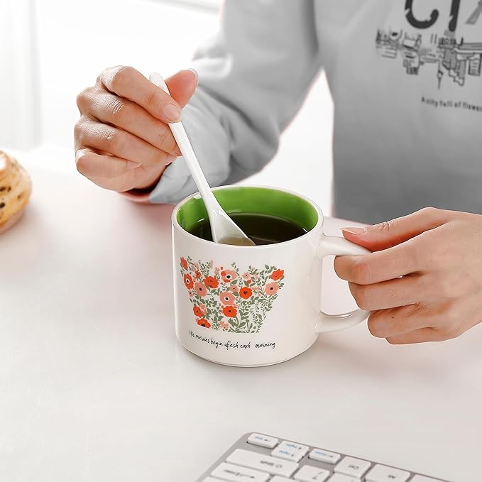 Christian Ceramic Mug Set of 4 – 15oz Inspirational Coffee Mugs with Scripture Quotes – Unique Religious Gift for Home, Office, or Church
