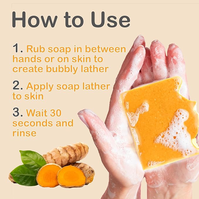 Turmeric Face and Body Soap 2 Pack Handmade with Natural and Organic Ingredients for All Skin Types