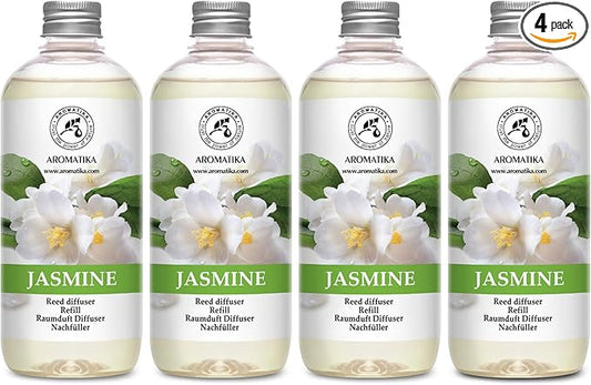 Jasmine Reed Diffuser Refill - 4x17 Fl Oz - Scented Reed Diffuser Refill - Home Fragrance - Air Freshener - Room Freshener - Floral & Long Lasting Scent - Aromatherapy