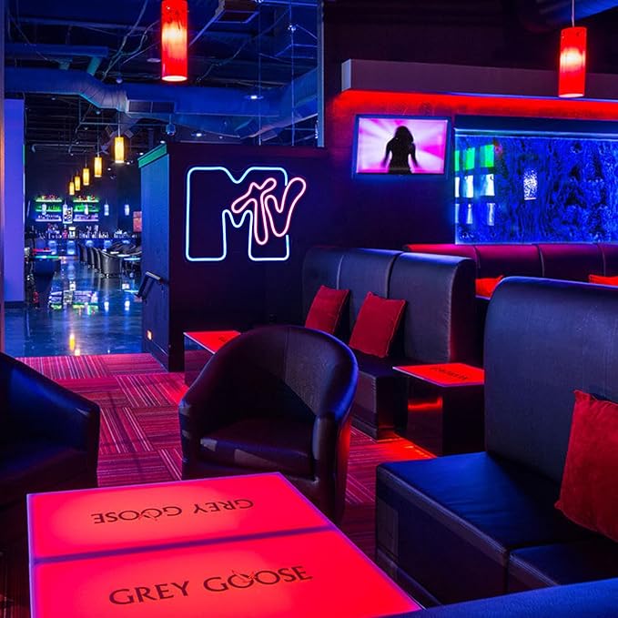 Neon Sign for Wall Decor - Music Light Up LED Sign for Bedroom, Record Room, Recording Studio, Bar - Blue Letter Decoration