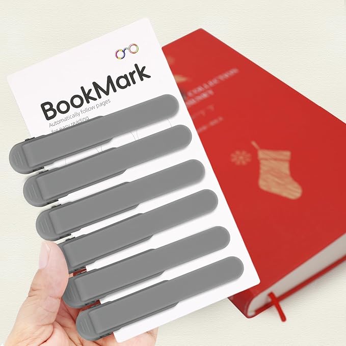 SMUK 6pcs Automatic Silicone Bookmarks for Women, Creative Book Marks Clip for Reading Lovers Men Women Teens, Unique Book Page Markers Book Mark Gifts for Book Lovers