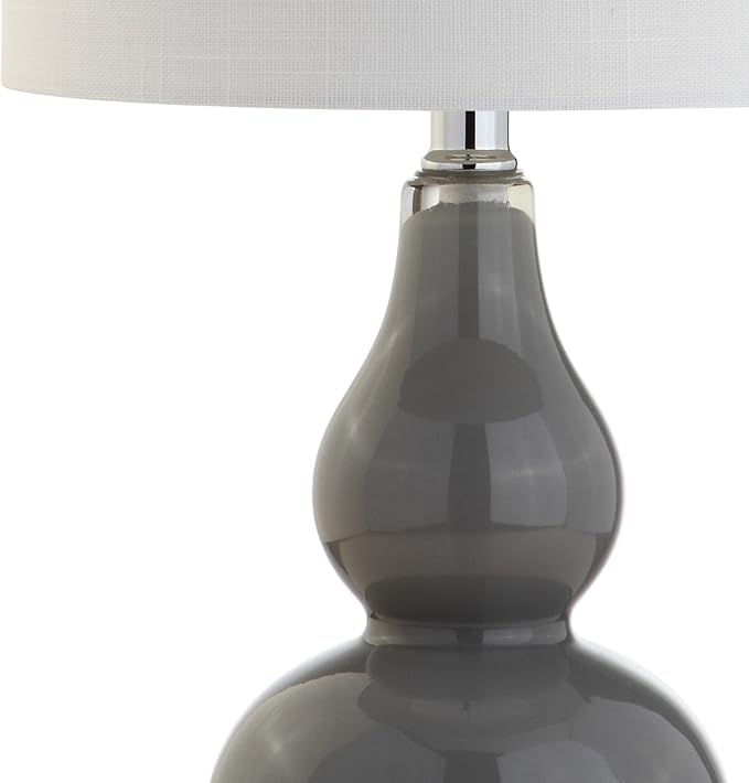 JONATHAN Y JYL1028A Anya 20.5" Mini Glass LED Table Lamp, Transitional, Glam, Midcentury, Modern, Elegant, Office, Living Room, Family Room, Dining Room, Bedroom, Hallway, Foyer, Gray