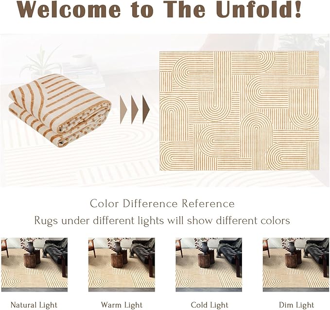 Area Rugs 9x12 Living Room - Large Washable Orange Boho Rugs for Bedroom Soft Abstract Rug Ultra-Thin Modern Rainbow Carpet Stain Resistant Rug for Dining Room Nursery Room Home Decor