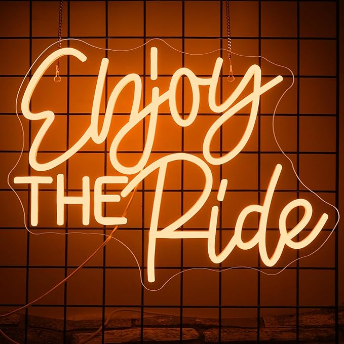 NOSUN RNJOY THE RIDE Neon Sign,Sports Neon Signs, LED Light Sign Gym logo,Home Gym Decor, Fitness Neon Light, Gift for cyclist,Cycling neon sign