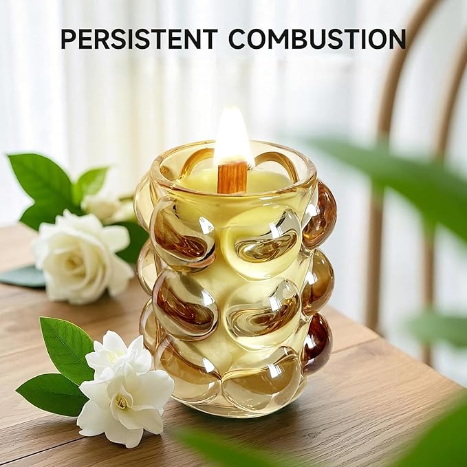 Amber Bubbles Glass Jasmine Scented Candles Gifts for Women, Scented Candles Unique Gifts for Women,Funny Cute Cool Cereal Soy Wax Candles for Home, Coffee Bar Scented for Holiday/Birthday