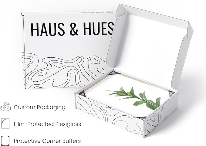 HAUS AND HUES Plant Wall Art - Set of 4 Plant Pictures Wall Art and Green Wall Art Collection, Botanical Prints, Sage Green Leaves Paintings For Wall, Minimalist Wall Art (Beige Frame, 11x14)