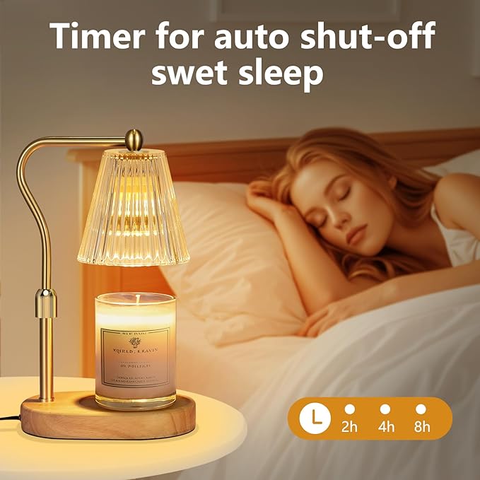 Candle Warmer Lamp with Timer and Dimmer, Candle Warmer Adjustable Height for Mom Birthday Gifts, Electric Wax Melt Warmer with 2 Bulbs for Scented Jar Candles Home Decor