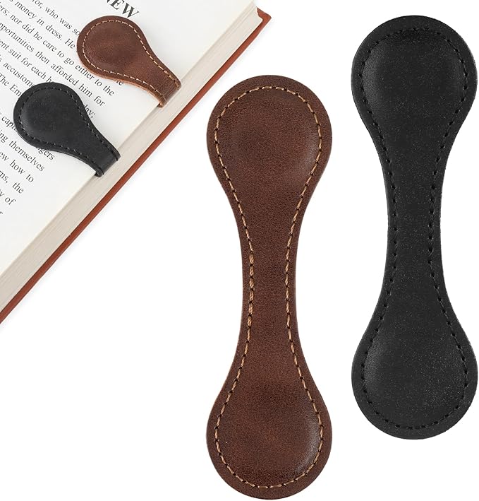 2 Pcs Leather Magnet Bookmark Vintage Book Page Holder Handmade Retro Page Marker Clip Cute Reading Accessories for Women Bookworm Book Lovers Reader Gift