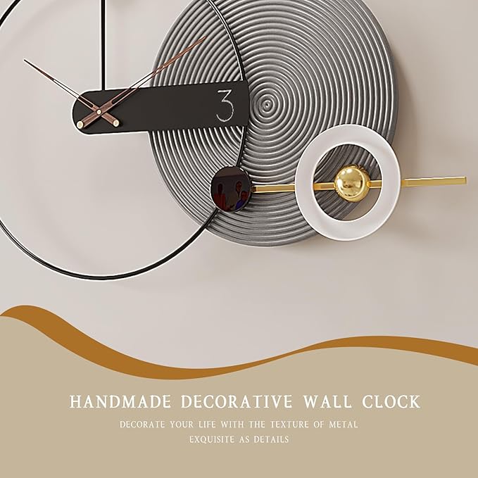 Wall Clock Large 25 Inch - Nordic Style Grey, Silent Non-Ticking Battery Operated Analog Hanging Clock for Living Room Office Bedroom Kitchen Mantel Decor