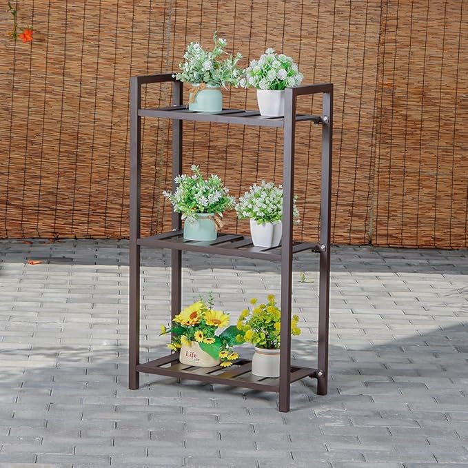 Plant Stand for Versatile Decor - Indoor/Outdoor Aluminum Stand with 300 LBS Strength, Sized L17.7 x W11.8 x H38.5 inch - Perfect for Patios, Gardens, Living Rooms