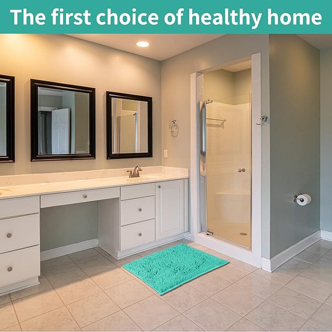 ZiYiJuan Bathroom Rugs, Super Absorbent Luxury Shaggy Chenille Bath Mats, Fruit Green 17x24_20x32