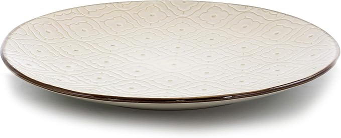 Elama White Lily 16 Piece Luxurious Stoneware Dinnerware with Complete Setting for 4