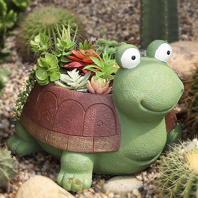 awcnilacav Tortoise Plant Pot Silicone Mold for Succulent Resin Animal Plant Flower Pot Mould Turtle Garden Figurines Outdoor Decor succulent planter mold silicone
