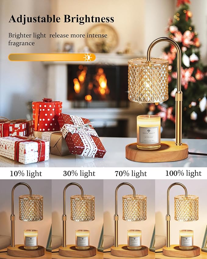 Candle Warmer Lamp with Timer Dimmer Adjustable Height for New Home Decor,Birthday Gifts for Women,Candle Warmer with 2 Bulbs for Women Mom Christmas Mother's Day Gfit