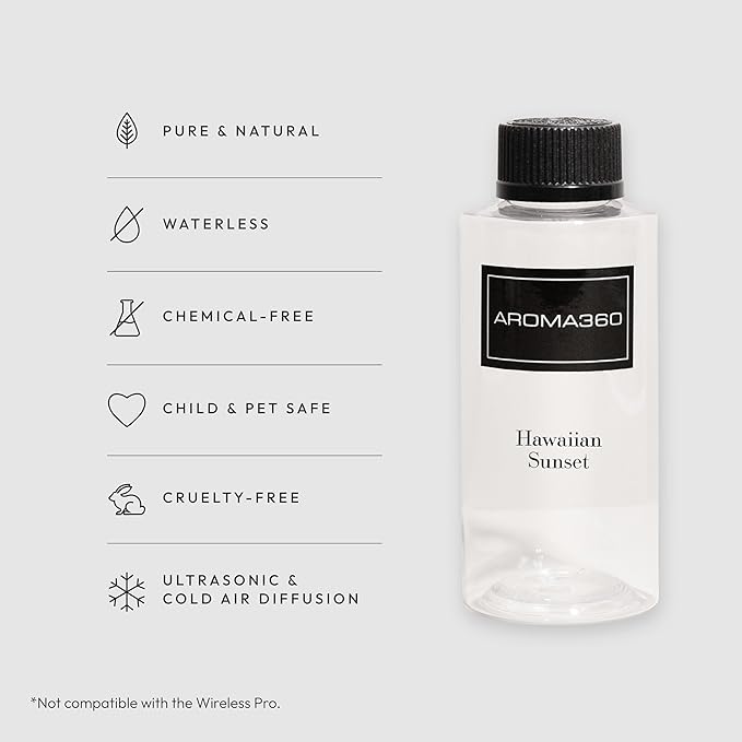 Aroma360 | Hawaiian Sunset Oil Blend | Hotel Inspired Luxury Essential Oil Diffuser | Aromatherapy Scent Diffuser Oil | Mango, Coconut and Vanilla 6.7 fl oz, 200 mL
