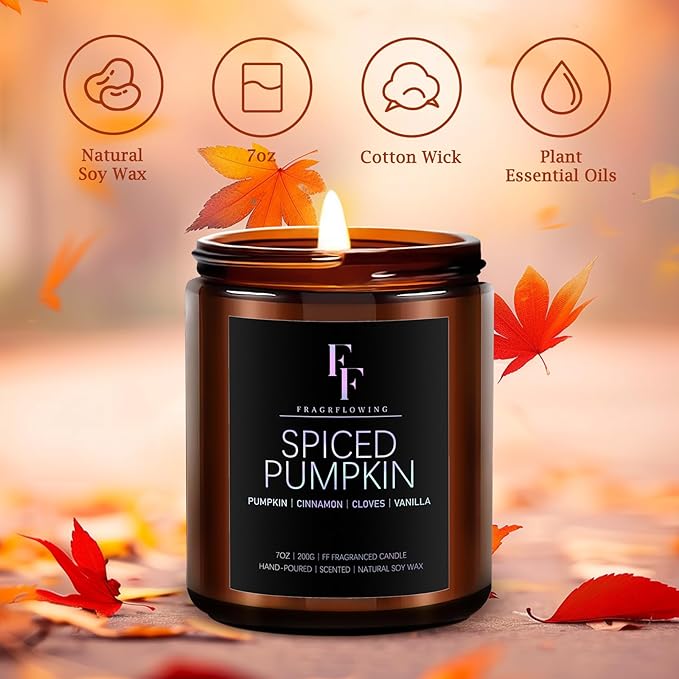 Scented Candles Set, 4 Pack Candles for Home Scented Natural Soy Wax, Holiday Gifts Set for Women Men, Fragrance of Spice/Vanilla Cupcake/Apple Wreath/Hello Fall
