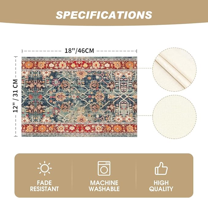 Artoid Mode Boho Bohemia Style Placemats Set of 6, 12x18 Inch Country Rustic Farmhouse Magical Fall Table Mats for Party Kitchen Dining Decoration