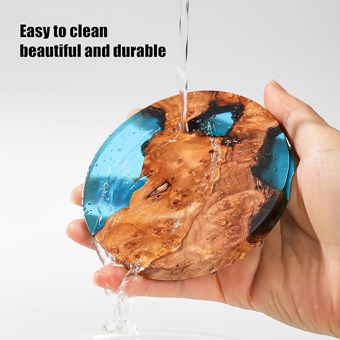 Drink Coaster Set, Wooden Bar Coasters, Resin Coaster for Coffee Table, Tabletop Decorative Artwork, Unique, Handmade & Aesthetically Pleasing for Home, Office, Bar Decor,Coasters Set of 4