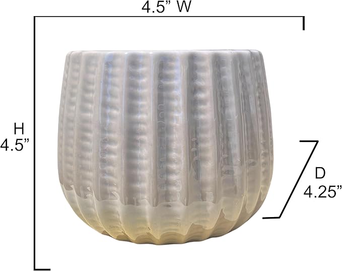 Admired by Nature 4" Ceramic Flower Planter Houseplant Ceramic Pot, Decorative Planter for Indoor Plant Succulent Plant Home Décor, Lightweight, Grey, Gray