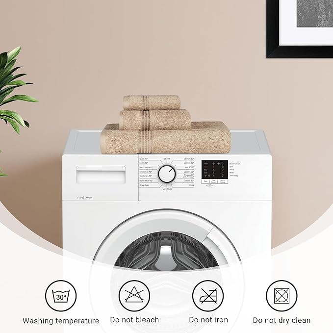 Superior Egyptian Cotton Bath Towel Set, Home Bathroom Towels, Master, Guest Bath, Decor Essentials, Quick Dry, Absorbent, Large Body Towels, Spa, Hotel, Resort, Adult, Kids, Set of 2, Taupe