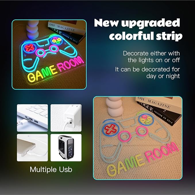 Gamerneon Game Room Neon Sign Gaming Neon Signs for Wall Decor Gameing On Led Light for Man Cave Bar Club Decor Game Players Gamer Lover Gifts