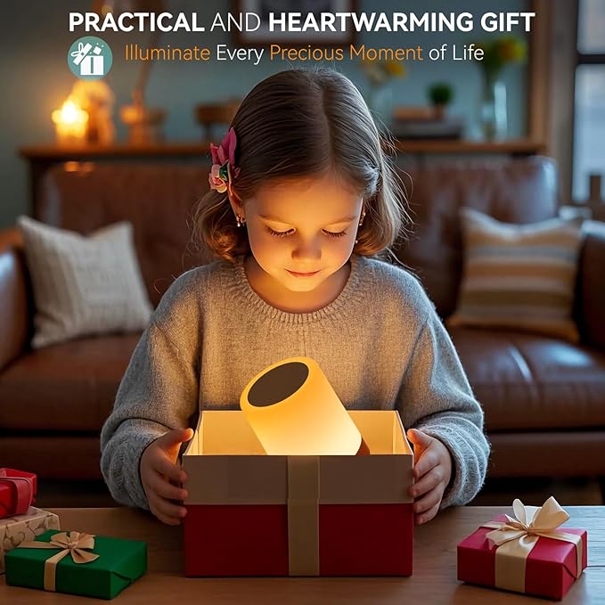 LED Night Light Bedside Lamp Touch and Remote Control Dimmable Tabletop 13 Colors Changing 5 Brightness Adjustable Rechargeable Portable Lamp for Baby Kids Bedroom Living Room Outdoor Camping