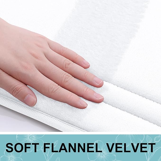 Grandaily Memory Foam Bath Mat Rug 24x16, Ultra Soft, Non-Slip and Absorbent Bathroom Rugs, Machine Wash Dry, Comfortable Bath Carpet for Bathroom Floor, Tub and Shower, White